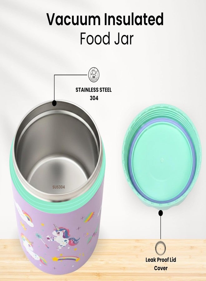 ONE AND ONLY مرطبان طعام معزول للأطفال من ون آند أونلي | مصنوع من الفولاذ المقاوم للصدأ 304 | مرطبان غداء معزول بتفريغ الهواء سعة 450 مل | حافظة طعام حرارية خالية من مادة BPA لحفظ الطعام ساخنًا وباردًا، مثالية للمدرسة، وطعام الأطفال، والسفر | مرطبان طعام يونيكورن مانع للتسرب - Image 5